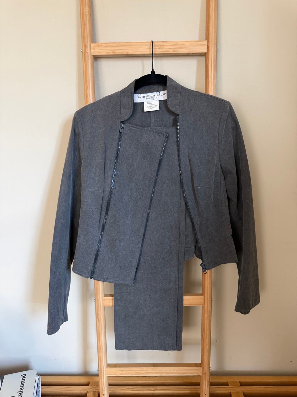 Vintage Christian Dior Boutique Gray Double Zip Pantsuit Set FR 40 US 8